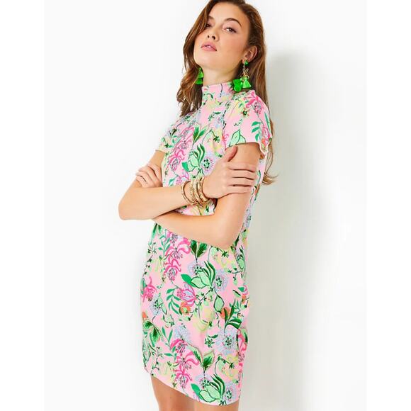 LILLY PULITZER Halle Short Sleeve Dress Medium Via Amore Spritzer Tropical NWOT - Picture 3 of 13